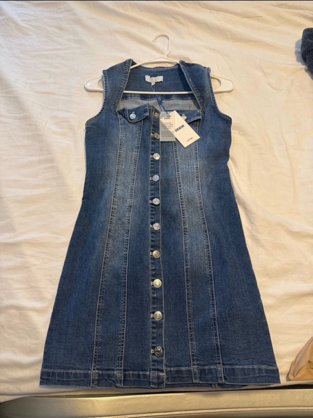 Love Tree Blue Denim Button-Front Midi Dress